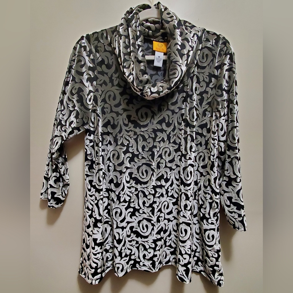 Ruby Road Black and Silver Cowl Neck Sweater